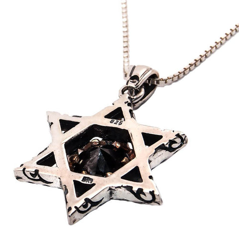 Blessing Jewish Star of David Pendant w/ Garnet Stone Silver 925 Gold 9k Jewelry