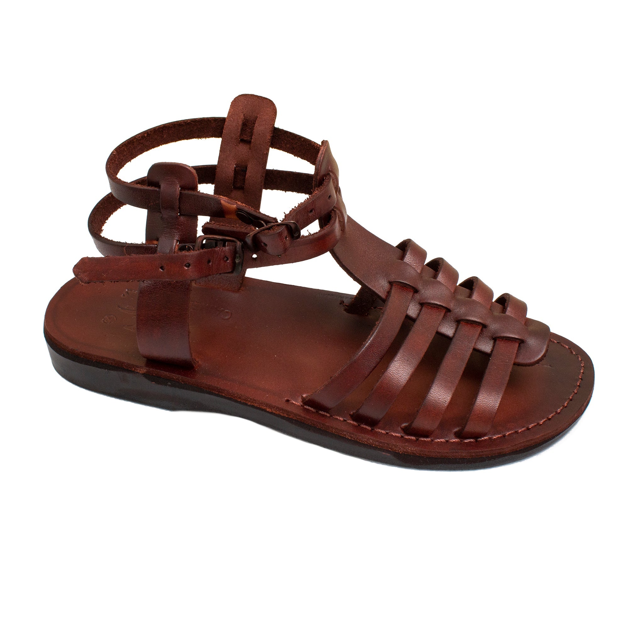 Women's Sandals Natural Genuine Leather Strap Flat Handmade from Jerusalem