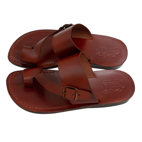 Men's Sandals Natural Genuine Camel Leather Strap Flat from Holy Land