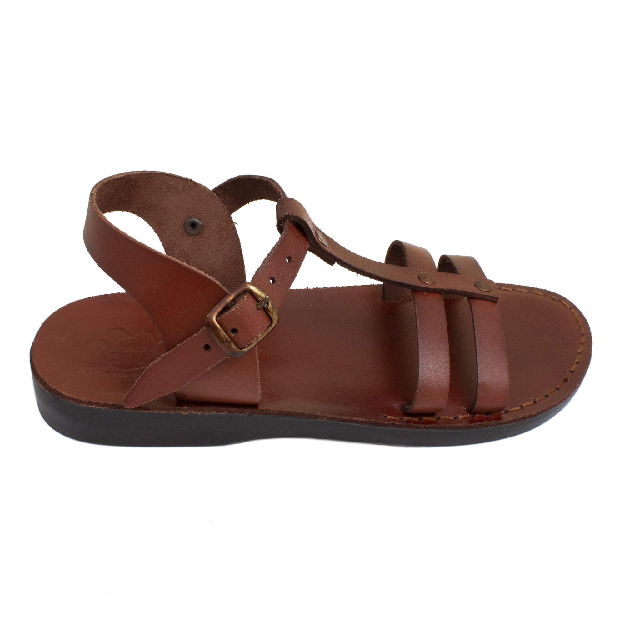 Jerusalem Unisex Biblical Style Sandals Genuine Camel Leather Stripes 5-13 US