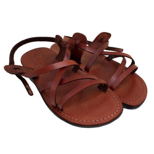 Men's Biblical Style Sandals Genuine Camel Leather Stripes from Jerusalem 6-13 US