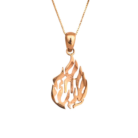 Pendant Amulet "My Flame" Rose & White 14K Gold Jewelry from Holy Land