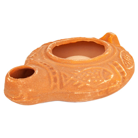 Vintage Biblical Antique Replica Herodian Terracotta Oil Lamp Clay