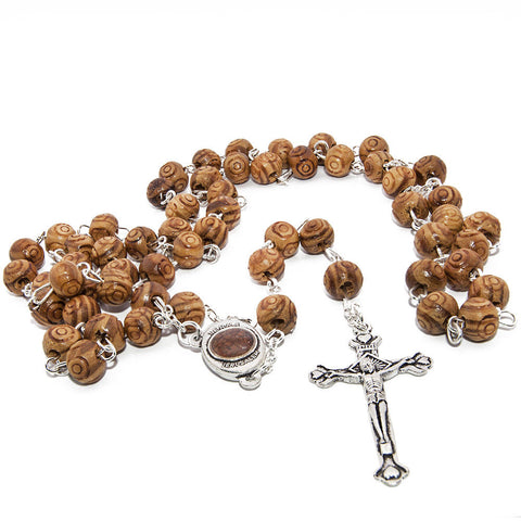 Olive wood Handmade Rosary beads Prayer Knot with Holy Soil from Jerusalem 21"