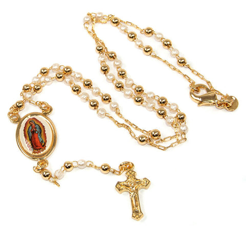 Pendant Rosary Beads Decorated Gold-plated Crucifixion Jerusalem Holy Land 12"