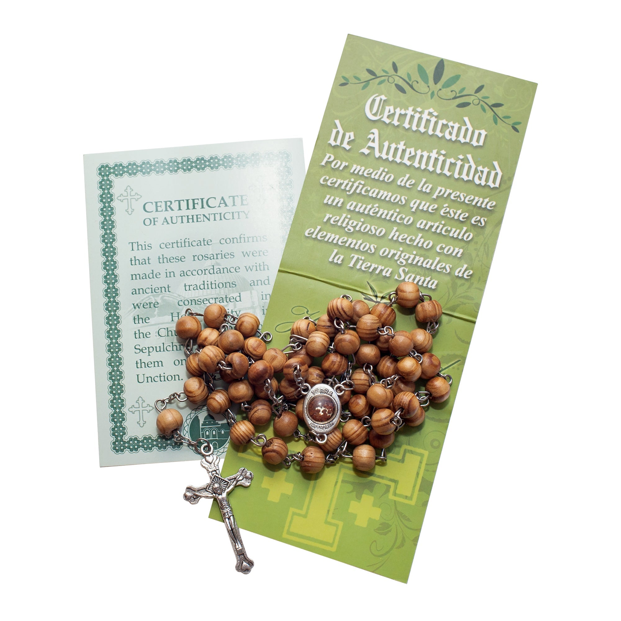 Rosary Beads from Olive Wood with Christian Cross & Virgin Mary Medallion 21"