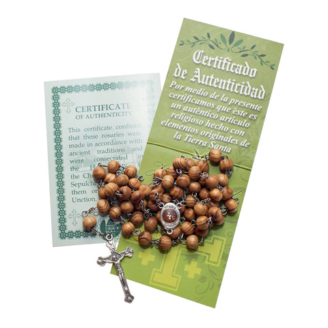 Rosary Beads from Olive Wood with Christian Cross & Virgin Mary Medallion 21"