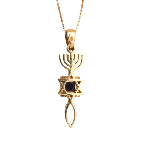 Amulet Pendant Yeshua Symbol Israel 14K Gold Jewelry w/ Nano Sim plate from Holy Land