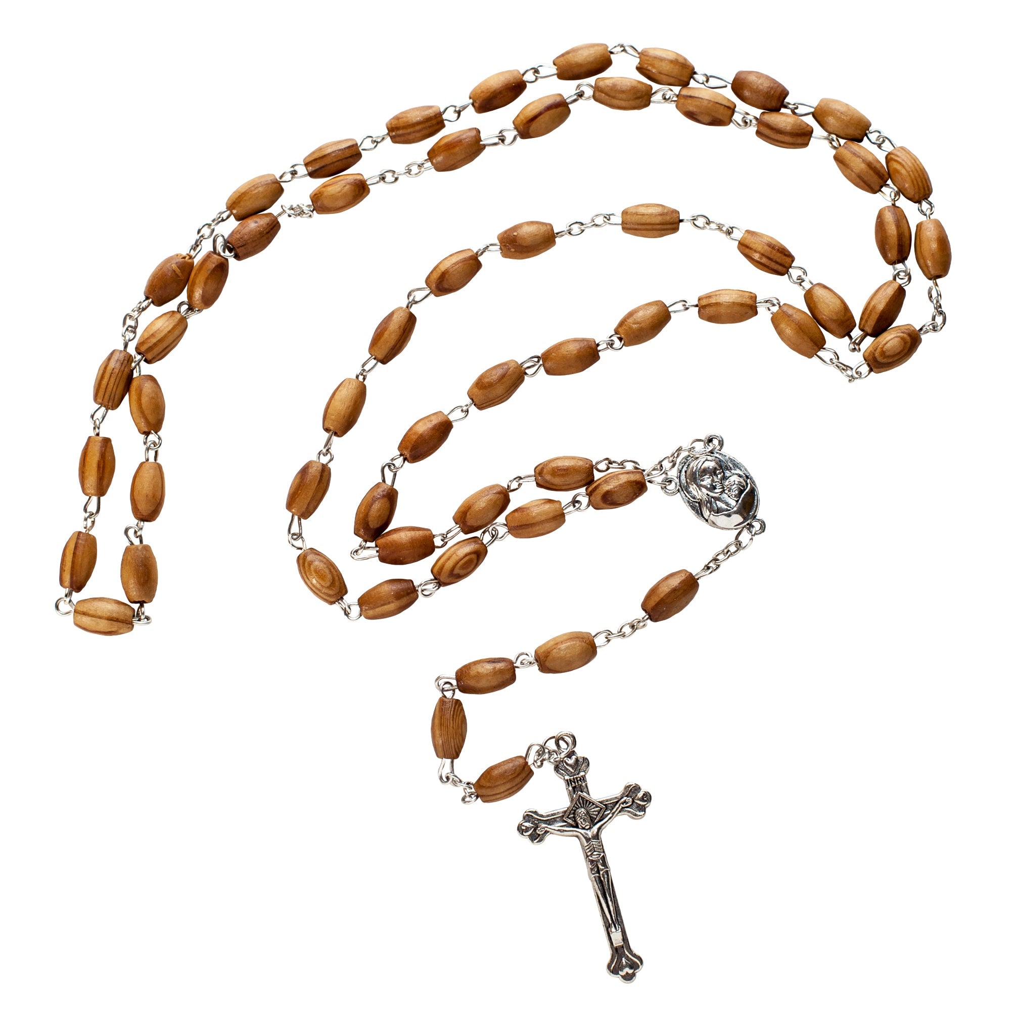 Olive wood Handmade Rosary beads Prayer Knot with Holy Soil from Jerusalem 23"