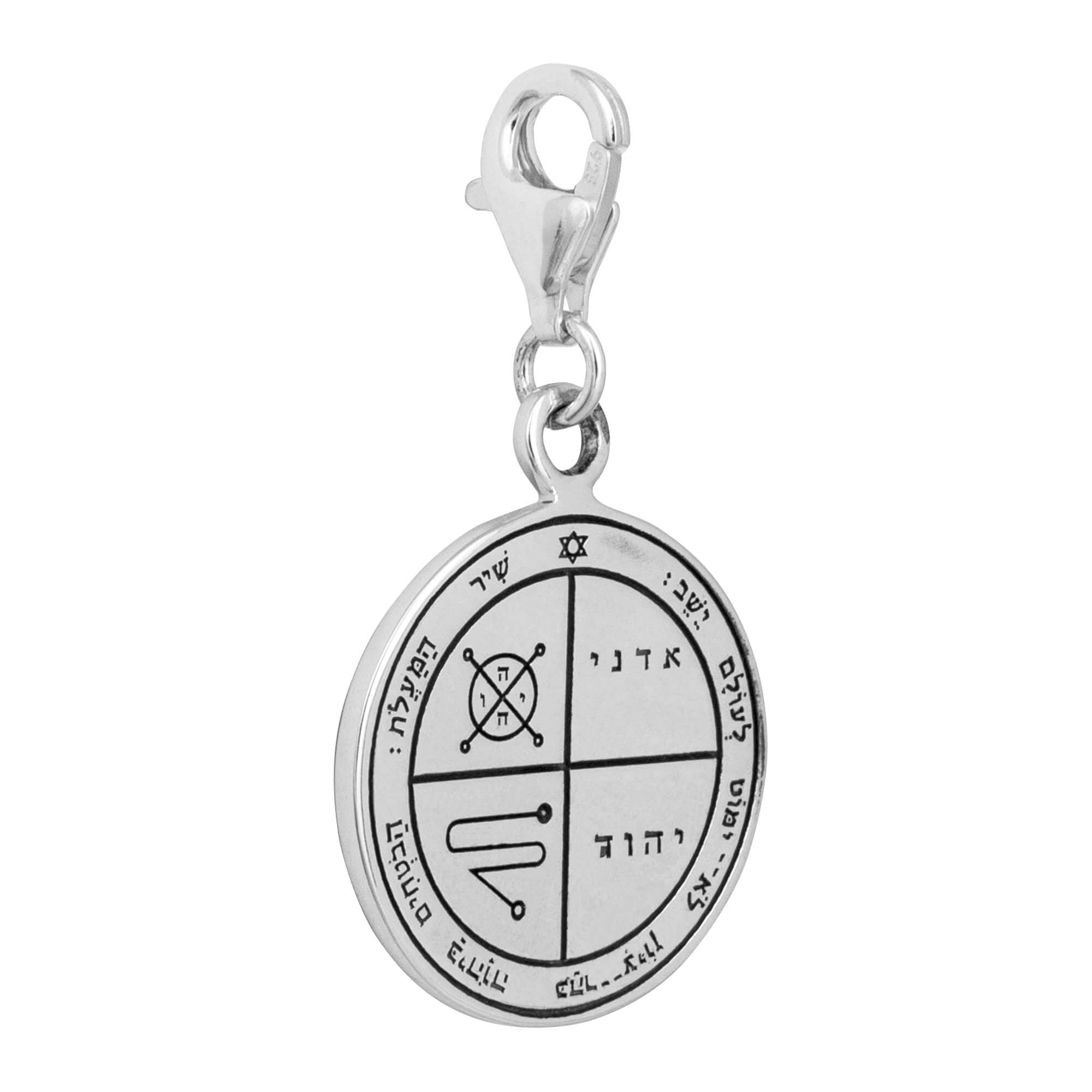 Against Evil Eye Seal Pentacle King Solomon Wisdom Pendant Amulet Carabin Silver 925 Ø 0,6"