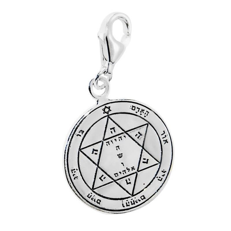 Health Seal Pentacle King Solomon Kabbalah Pendant Carabin Silver 925 Ø 0,6"