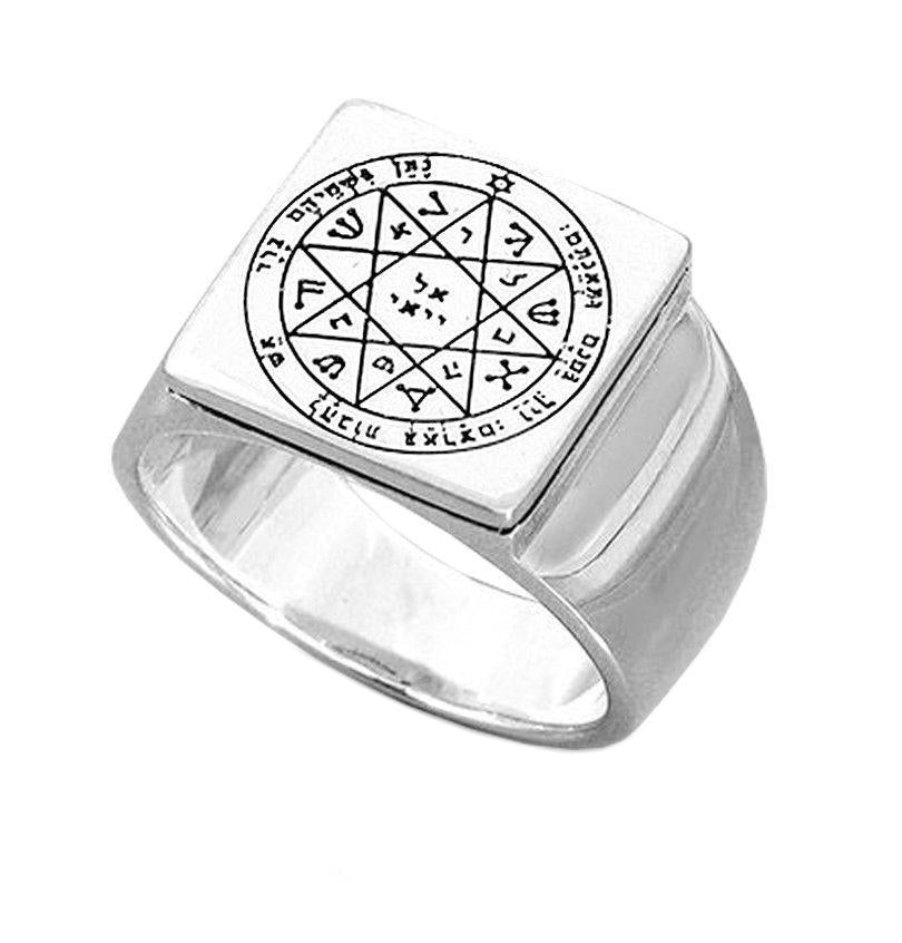 Seal of Guarding and Protection Signet Ring Pentacle King Solomon Silver 925 (6-13 sizes)