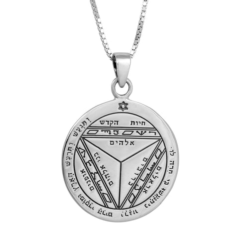 Pendant Amulet of Foresight The Seventh Pentacle of Saturn King Solomon Seal, Silver 925