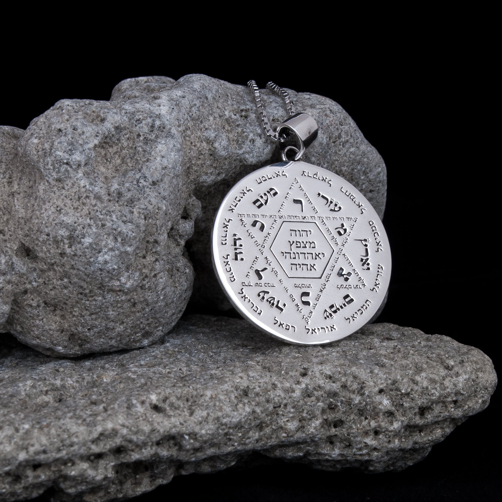 Protect God Pendant Kabbalah Amulet Names of 12 angels & Star of David Sterling Silver Ø1"