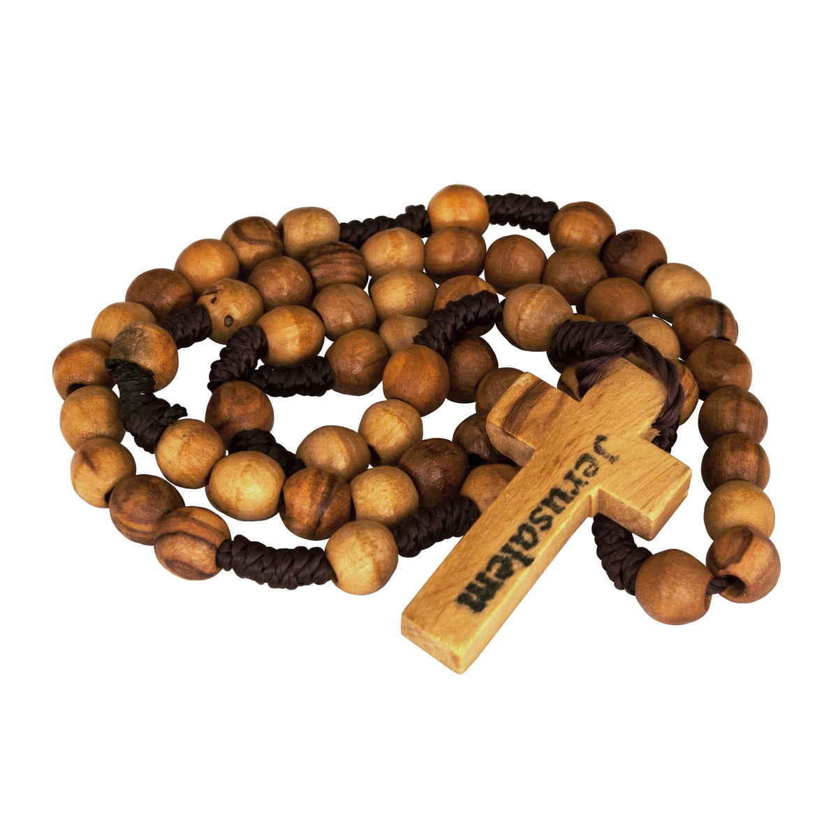 Olive Wood Beads Rosary From Bethlehem Holy Land Hand Made 13"