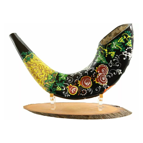 Elegantly Hand Painted Tree Of Life Kudu Kosher Shofar Israel Decor