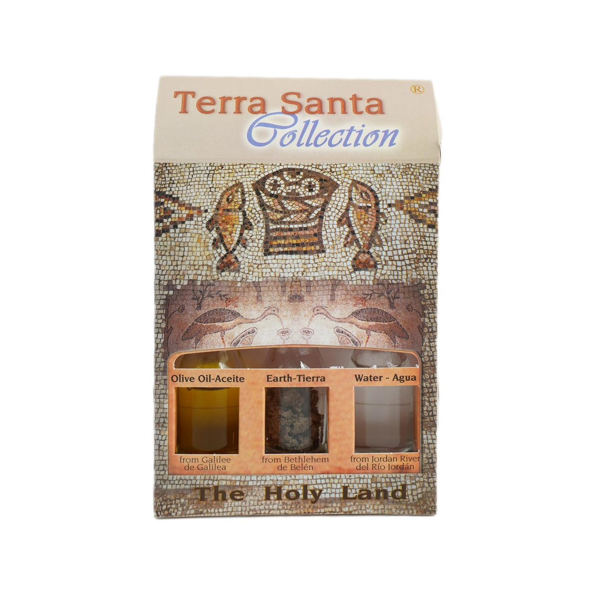 Tabgha Themed Christian Gift Set w/ 3 Bottles - Olive Oil, Holy Water & Holy Soil 10ml/ 0.3 oz