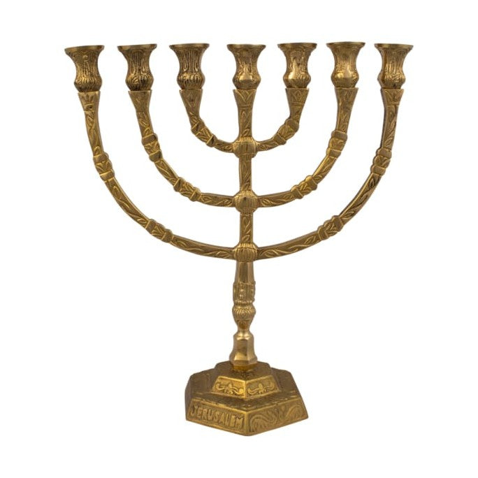 vintage brass menorah holy land decor
