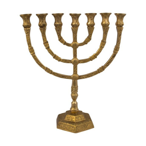 vintage brass menorah holy land decor
