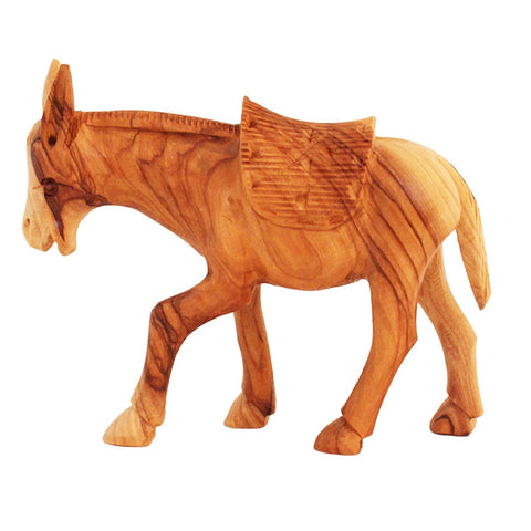 Olive Wood Donkey Figurine from Bethlehem – Nativity Animal Statue