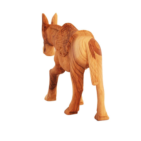Olive Wood Donkey Figurine from Bethlehem – Nativity Animal Statue
