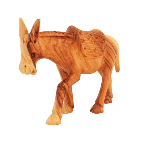 Olive Wood Donkey Figurine from Bethlehem – Nativity Animal Statue