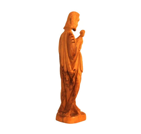 Olive Wood Good Shepherd Jesus with Lamb Statue – Bethlehem Christian Home Decor Gift