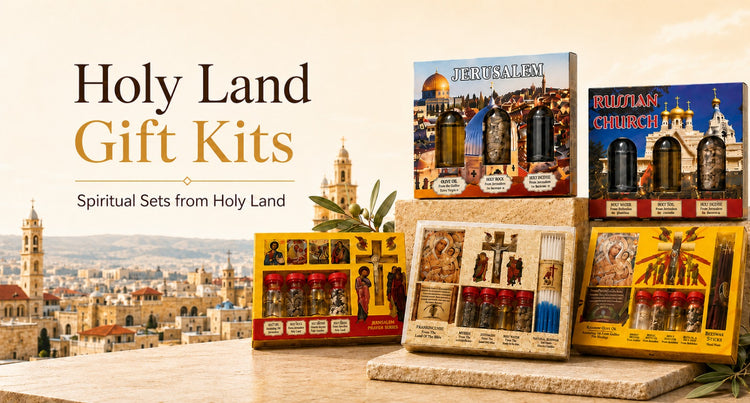 Holy Land gift kits with scenic background