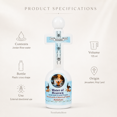 Blessed Jordan River Holy Water in Jerusalem Cross Bottle - Authentic Holy Land Gift
