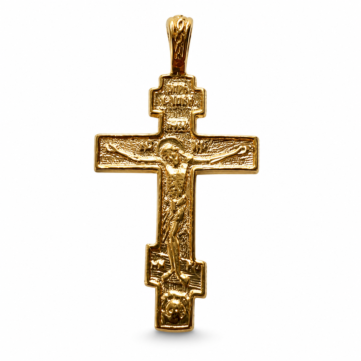 Orthodox Cross Pendant - 925 Sterling Silver 18K Gold