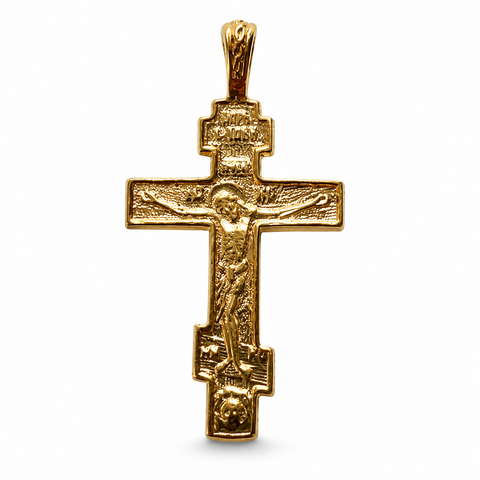 925 Sterling Silver Orthodox Cross Pendant with 18K Gold Religious Crucifix