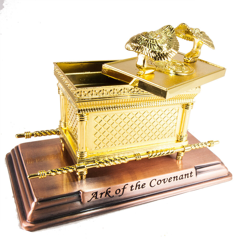 Jerusalem Ark of the Covenant figurine angled with gold plating