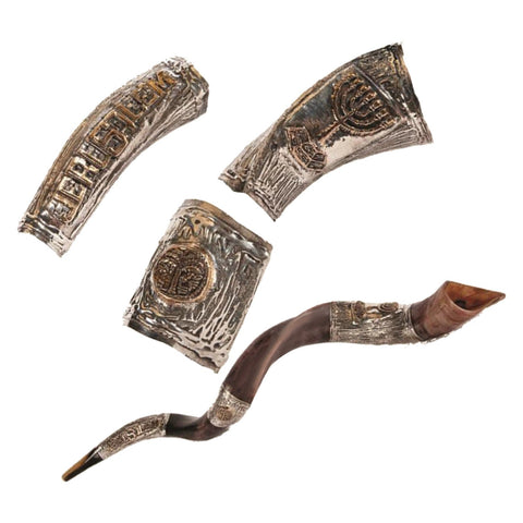 Traditional silver plated shofar Jerusalem, Judaica gift
