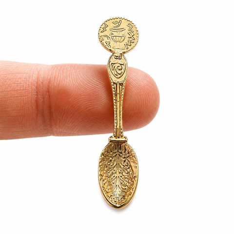 Zagrebushka Prosperity Spoon Charm 925 Silver 18K Gold Plated Wallet Token