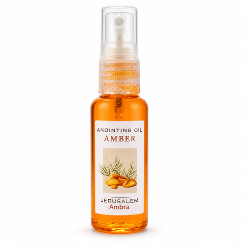Authentic Amber Anointing Oil Spray from Jerusalem – Blessed Holy Land Devotional (40ml)