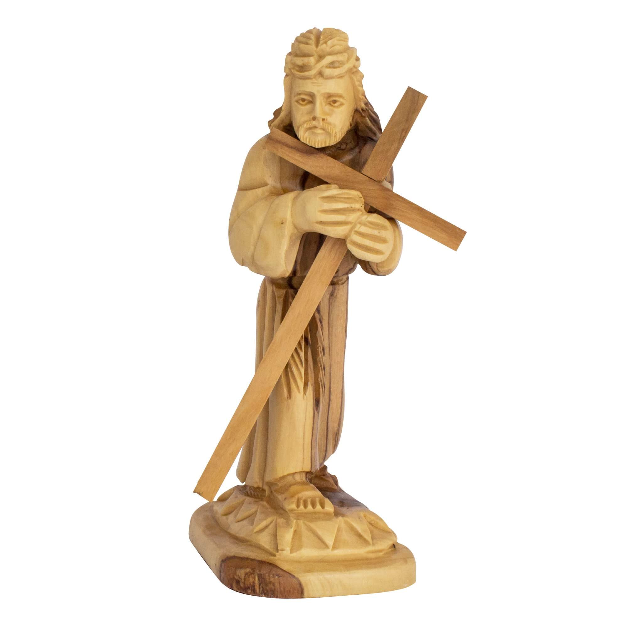 Reverse side of carved Jesus cross figurine Holy Land