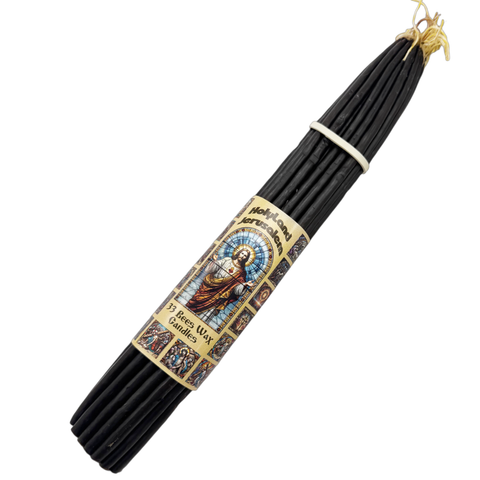 33pcs Black Blessed Beeswax Church Candles from Jerusalem Jesus Christ 11"/28cm