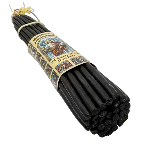 33pcs Black Blessed Beeswax Church Candles from Jerusalem Jesus Christ 11"/28cm