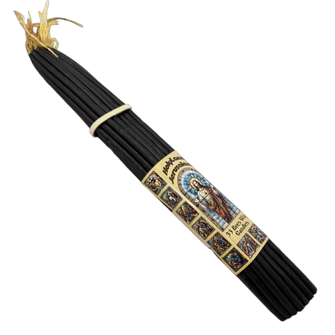 33pcs Black Blessed Beeswax Church Candles from Jerusalem Jesus Christ 11"/28cm