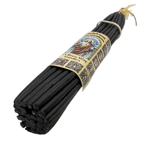 33pcs Black Blessed Beeswax Church Candles from Jerusalem Jesus Christ 11"/28cm