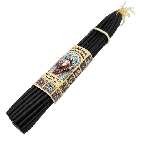 33pcs Black Blessed Beeswax Church Candles from Jerusalem Jesus Christ 11"/28cm