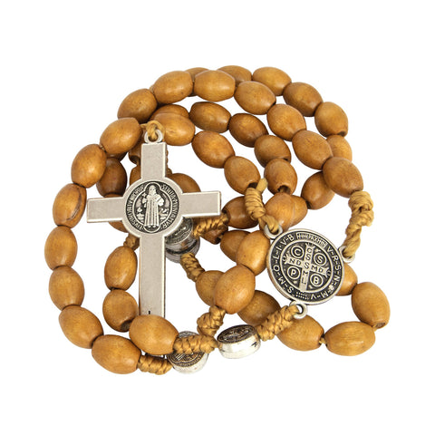 Reverse side of St. Benedict crucifix on rosary necklace