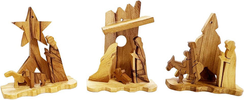 Bethlehem-crafted Nativity minis with star, stable, and journey scenes
