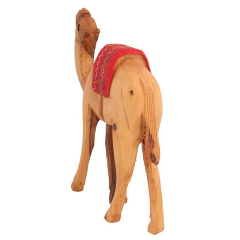Bethlehem olive wood camel figurine for Christmas mantle display
