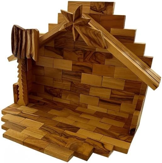 Bethlehem olive wood foldable manger stable for Christmas display
