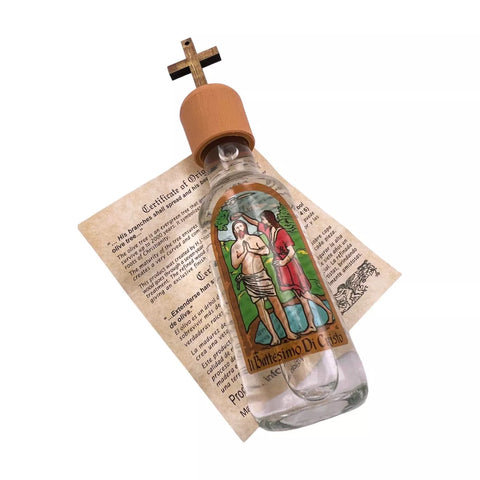 Blessed Jordan River water glass bottle for prayer use

