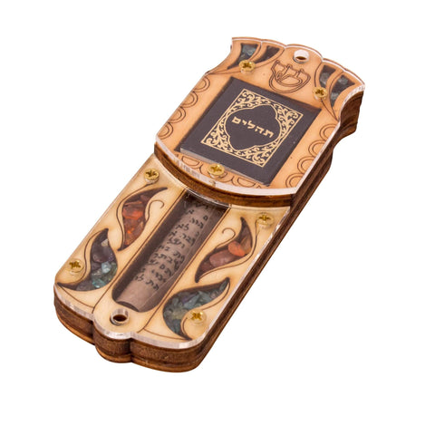 Reverse side of the car mezuzah case, showing the smooth, polished wood.


