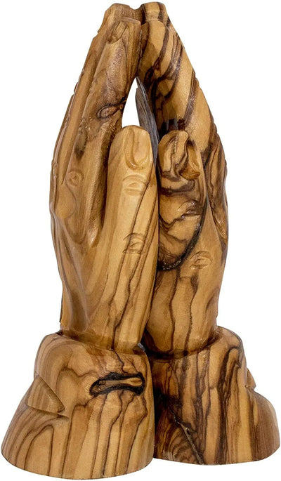 hand carved religious praying hands olive wood

