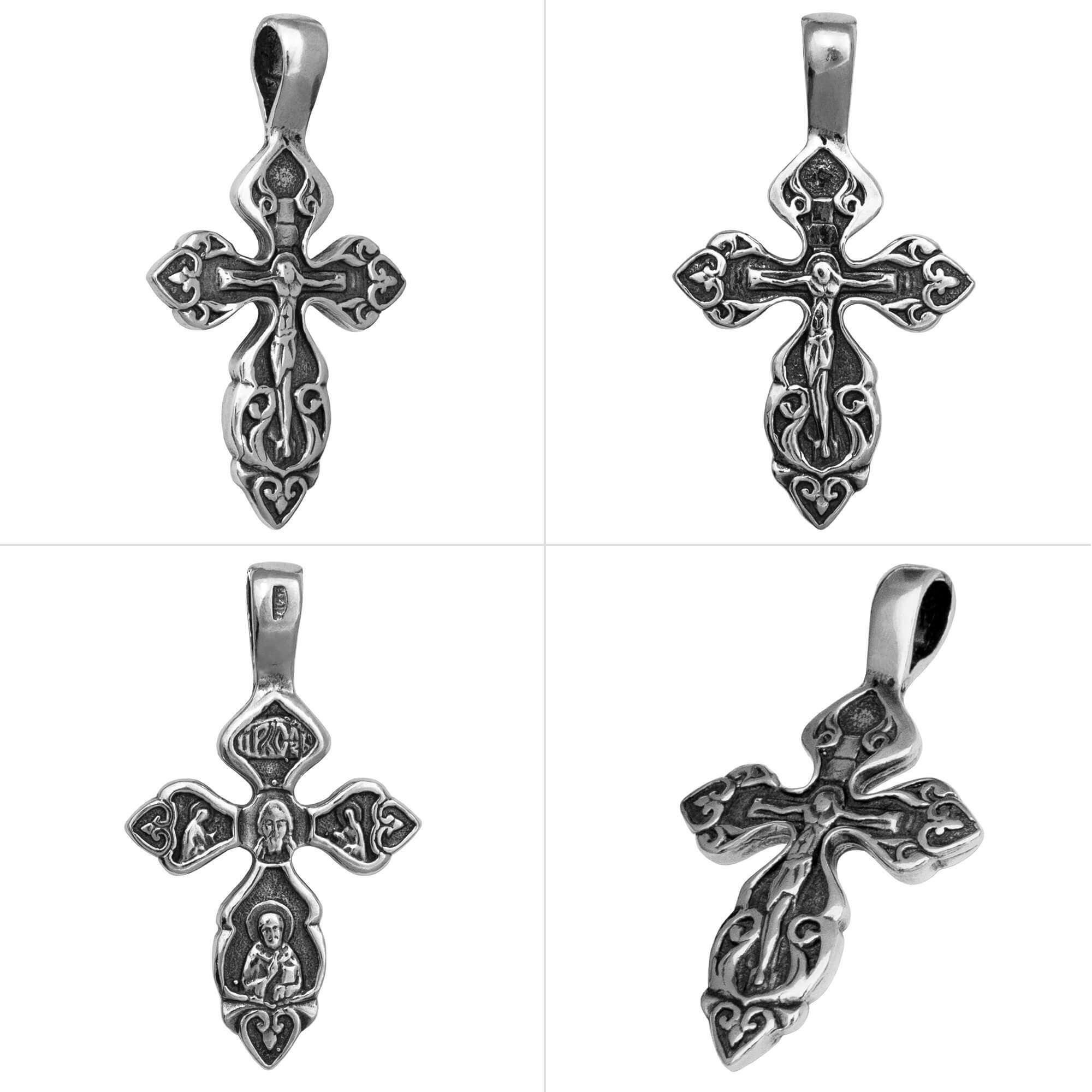 Catholic crucifix pendant sterling silver, INRI detail from Israel