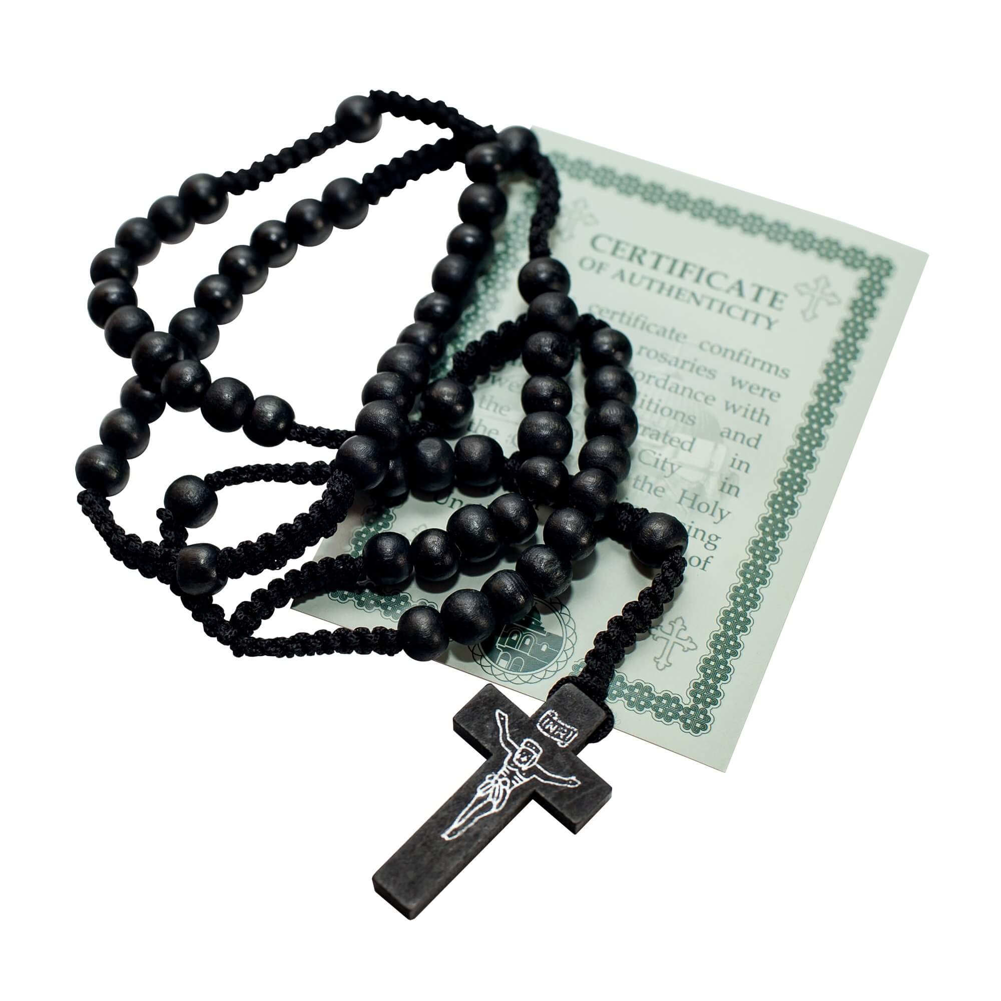 Catholic wooden rosary beads from Jerusalem
